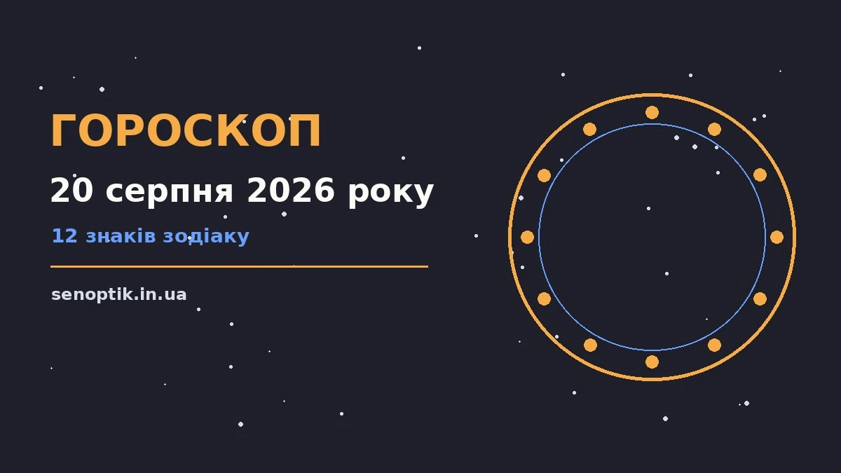 Зоряне небо над міською вечірньою панорамою, символ щоденного гороскопу на 20 серпня 2026 року